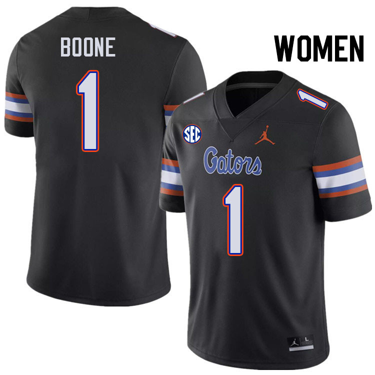 Women #1 Justus Boone Florida Gators College Football Jerseys Stitched-Black